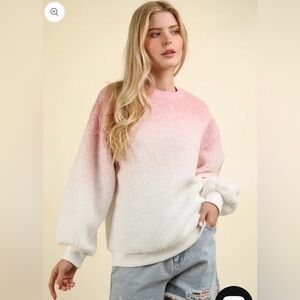 Plus Size Ombre Fuzzy Pullover Soft
Plush Crew Neck Sweatshirt